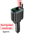 7 In 1 Retractable Car Charger Fast Charging with Roof Starlight For Huawei Samsung Fast Charging Cord Cigarette Lighter Adapter
