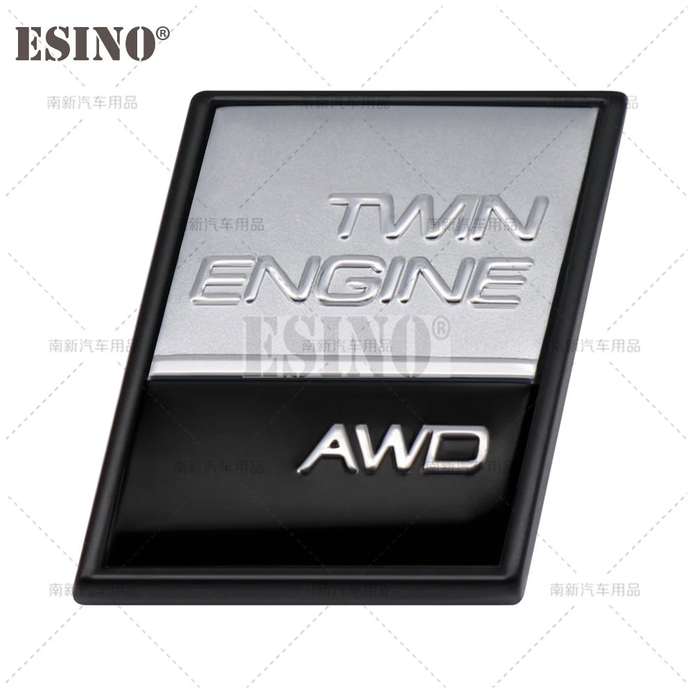3D AWD Twin Engine AWD Metal Adhesive Rear Trunk Emblem Badge Sticker for Volvo XC40 XC60 XC70 XC90 V40 V60 V90 S40 S60 S80 S90