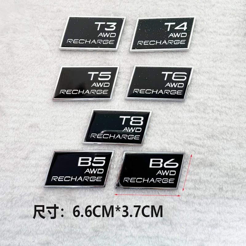 Car 3D T3 T4 T5 T6 T8 B5 B6 AWD Recharge Trunk Logo Badge Emblem Decals Sticker for Volvo XC40 XC60 S90 S60 XC90 Accessories