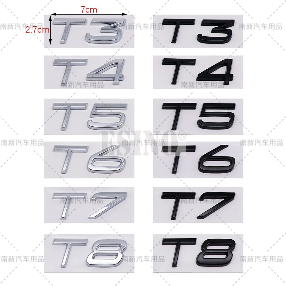 3D T3 T4 T5 T6 T7 T8 3D ABS Adhesive Rear Trunk Emblem Badge Sticker for Volvo XC40 XC60 XC90 V40 V60 V70 V90 S40 S60 S80 S90