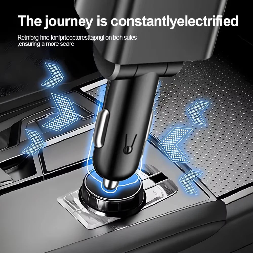 7 In 1 Retractable Car Charger Fast Charging with Roof Starlight For Huawei Samsung Fast Charging Cord Cigarette Lighter Adapter