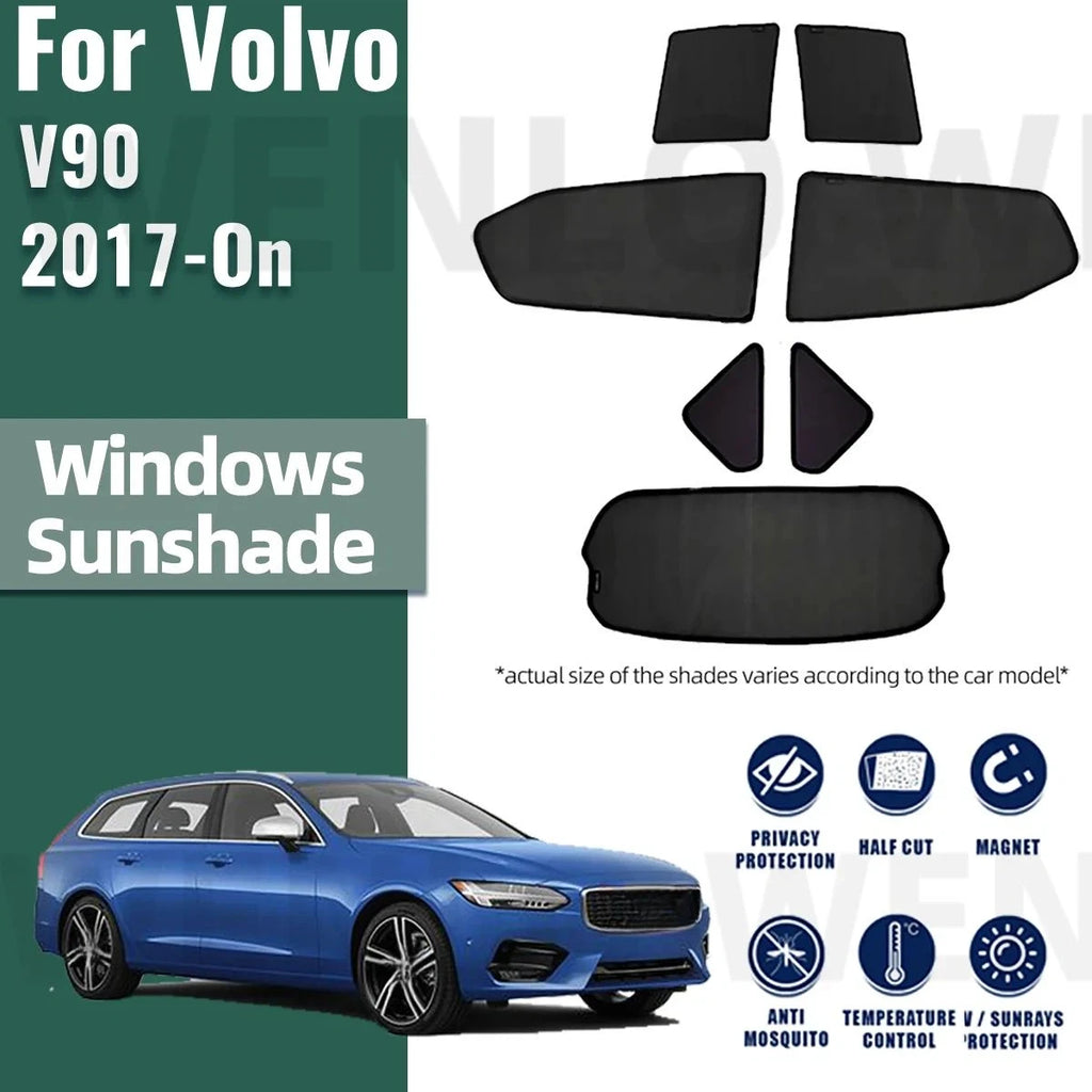 For Volvo V90 2017-2023 Magnetic Car Sunshade Shield Front Windshield Frame Curtain Rear Baby Side Window Sun Shade Visor