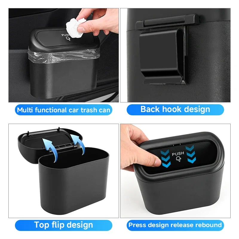 For Volvo XC60 XC90 XC40 S90 V90 V60 2015-2019 2020 2021 2022 2023 2024 2025 Car Small Trash Can With Lid Leak-proof Accessories