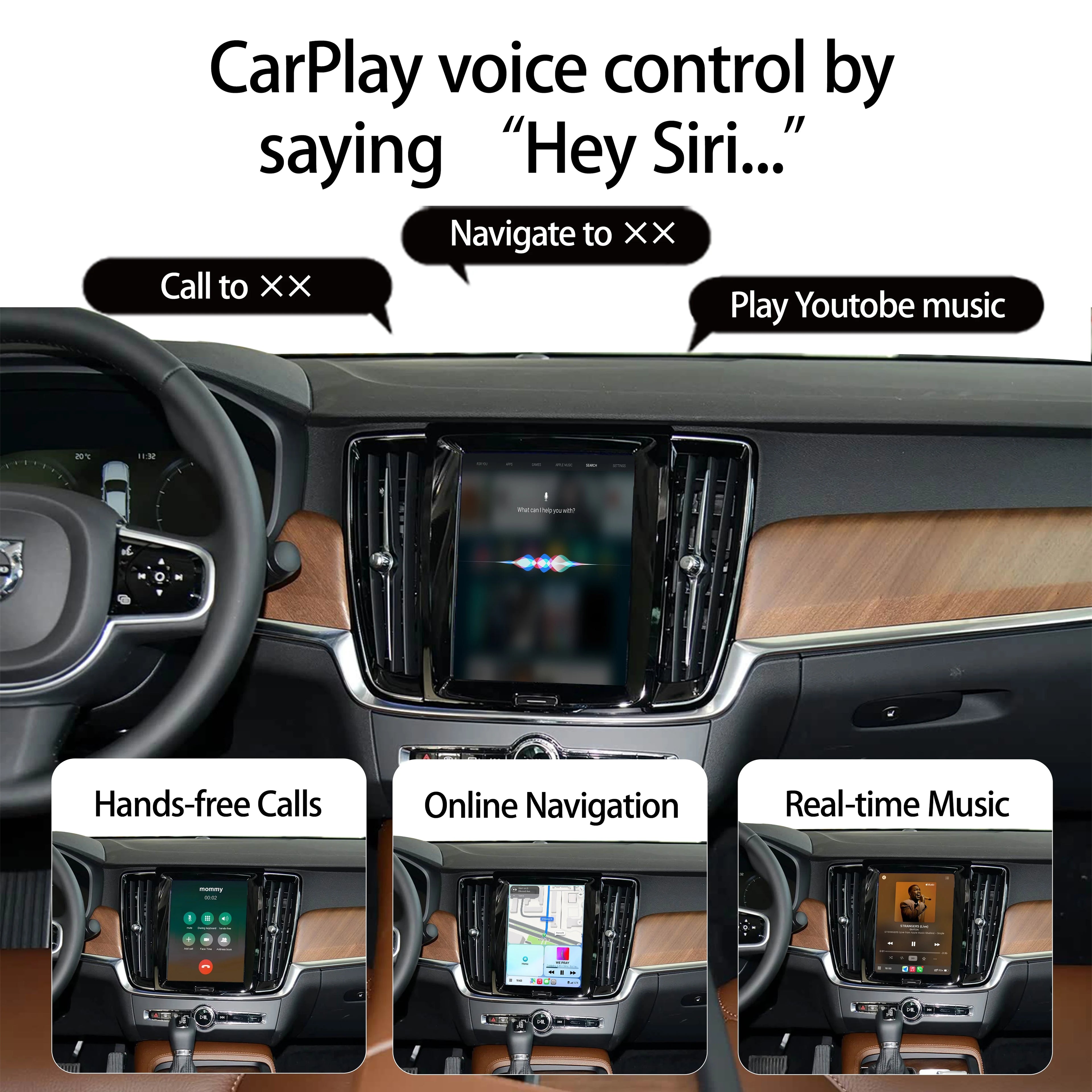 For Volvo 2017-2022 9 Inch Screen Wireless CarPlay Android Auto XC60 XC90 S90 V90 Full Screen CarPlay Module
