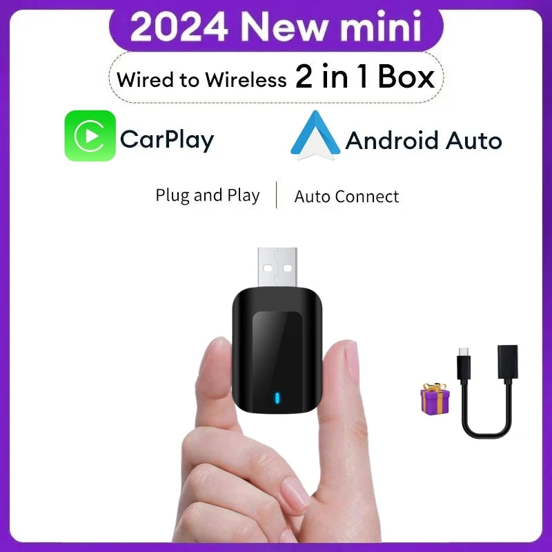 New Mini Wireless Carplay Adapter Android Auto 2 in 1 Plug and Play For Volvo XC40 XC60 XC90 S60 S90 V40 V60 V90