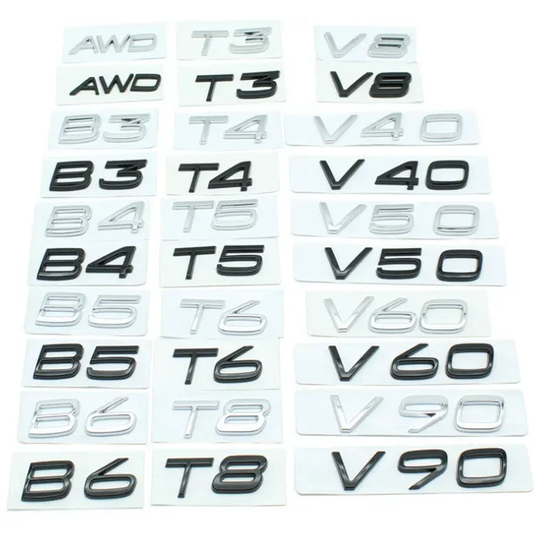 B3 B4 B5 B6 Letter Labels Car Sticker for Volvo Car Accessories Rear Boot Refit Trunk Emblem Badge Decoration Displacement Decal