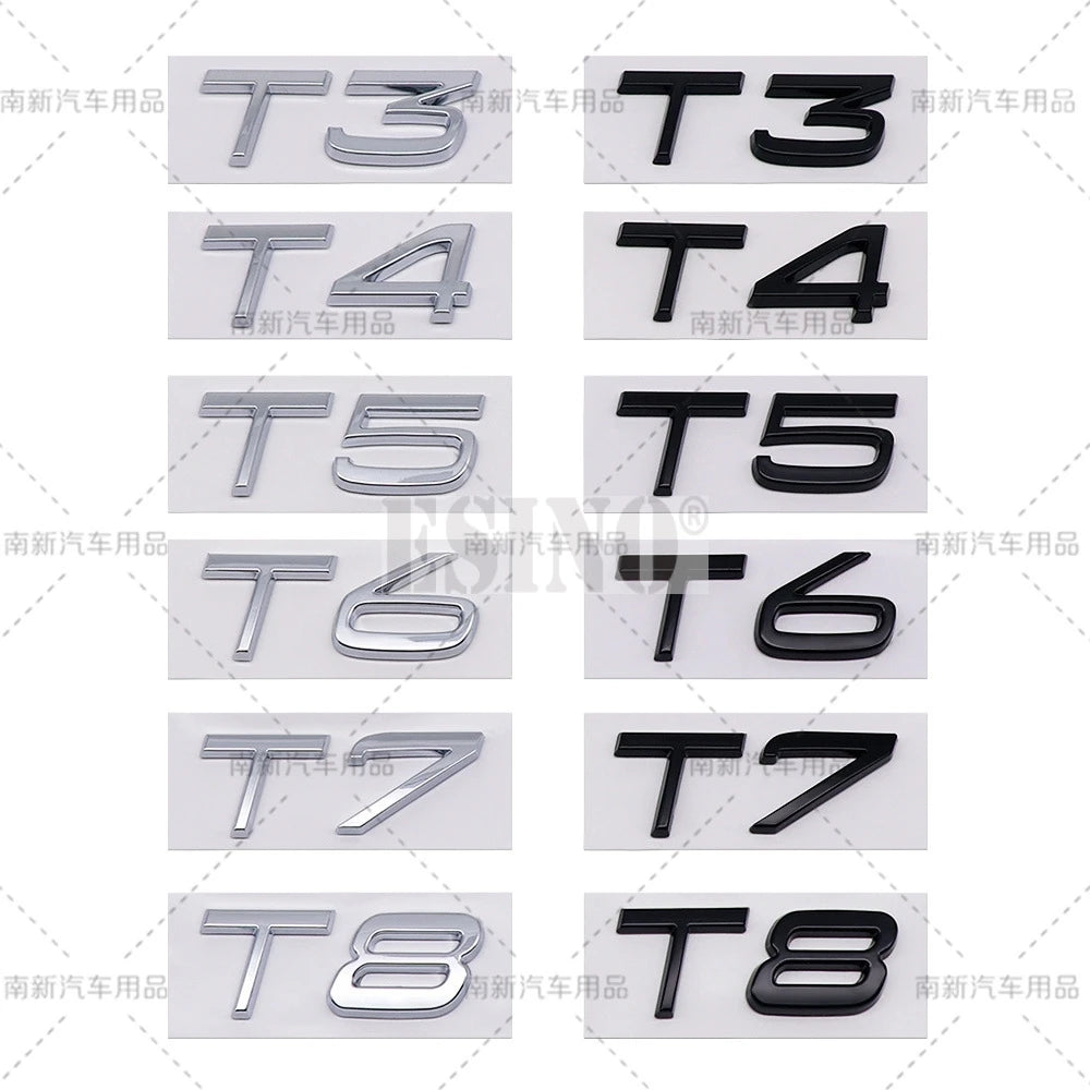 3D T3 T4 T5 T6 T7 T8 3D ABS Adhesive Rear Trunk Emblem Badge Sticker for Volvo XC40 XC60 XC90 V40 V60 V70 V90 S40 S60 S80 S90