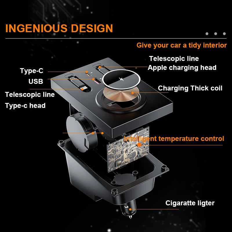 Magnetic Adsorption Wireless Charging Holder for Volvo XC60 XC90 S90 V90 V60 S60 Super Fast Charging Expansion Dock USB Type-C