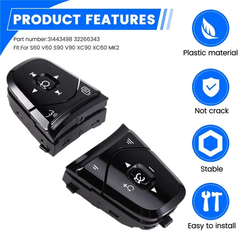 Reliable 1Set New Car Steering Wheel Cruise Control Switch Button For Volvo S60 S90 V90 XC90 XC60 MK2 31443498 31443499