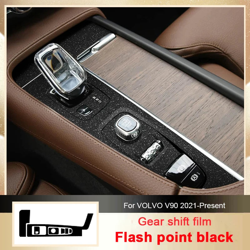 Car Carbon Black Interior Sticker For VOLVO V90 2017-Present LHD Gear Box Panel Decal Gear Decoration Frame Protective Film