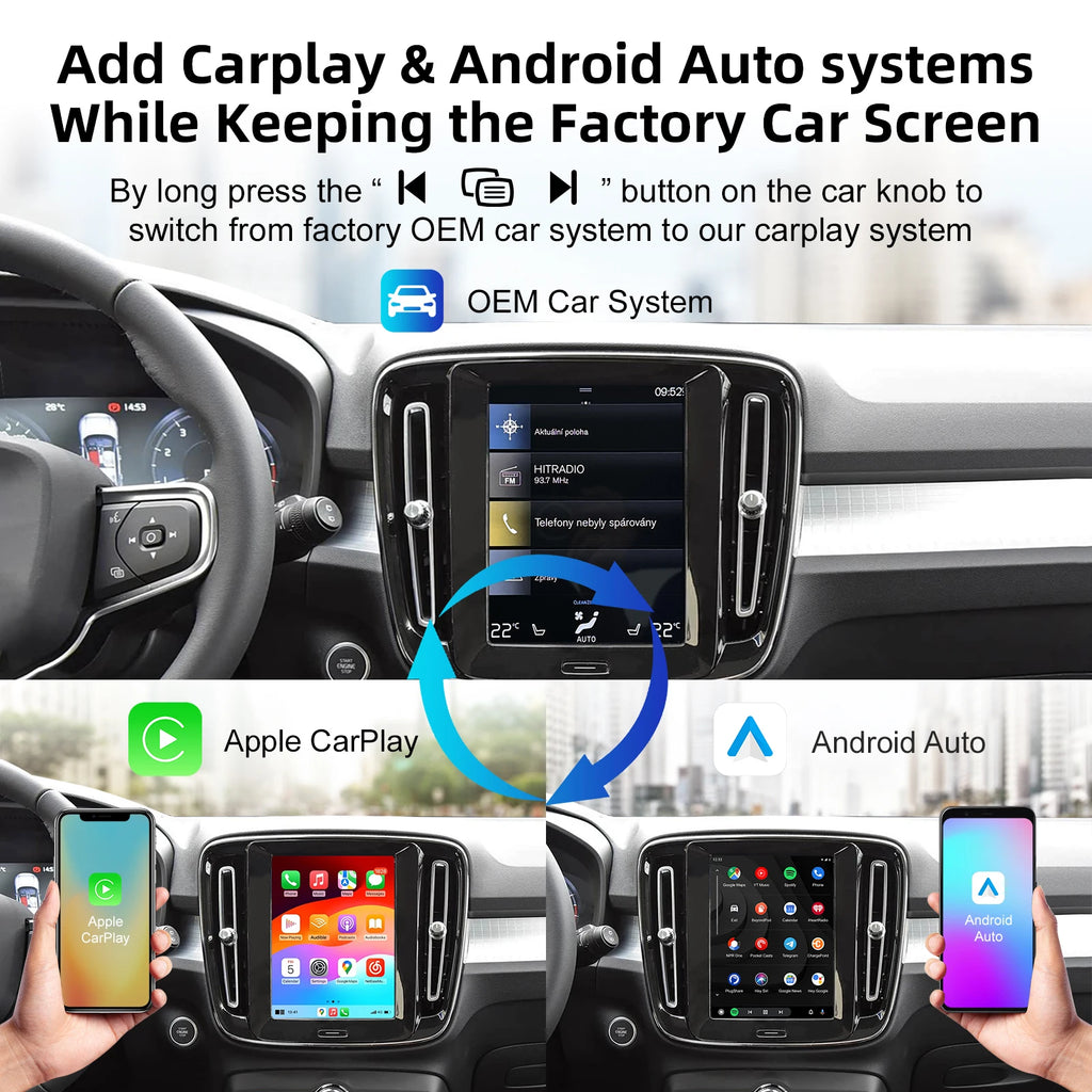 Wireless CarPlay Android Auto retrofit kit decoder box CarPlay Interface for Volvo V60 V90 S60 XC40 XC60 XC90 S60 S90 2017-2022