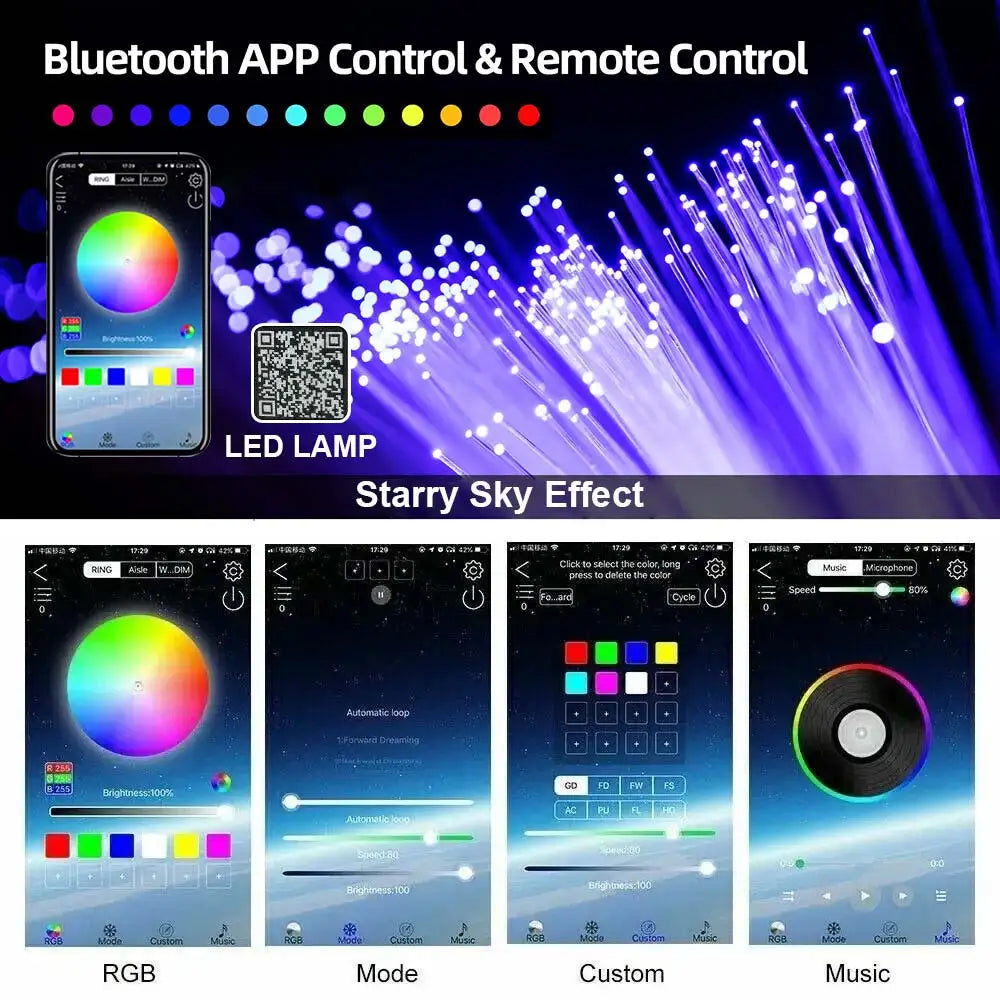 RGBW 1/2/4 Split Machine Car Roof Star Light APP Control Fiber Optic Star Ceiling Light Starry Sky Ceiling for Car Home