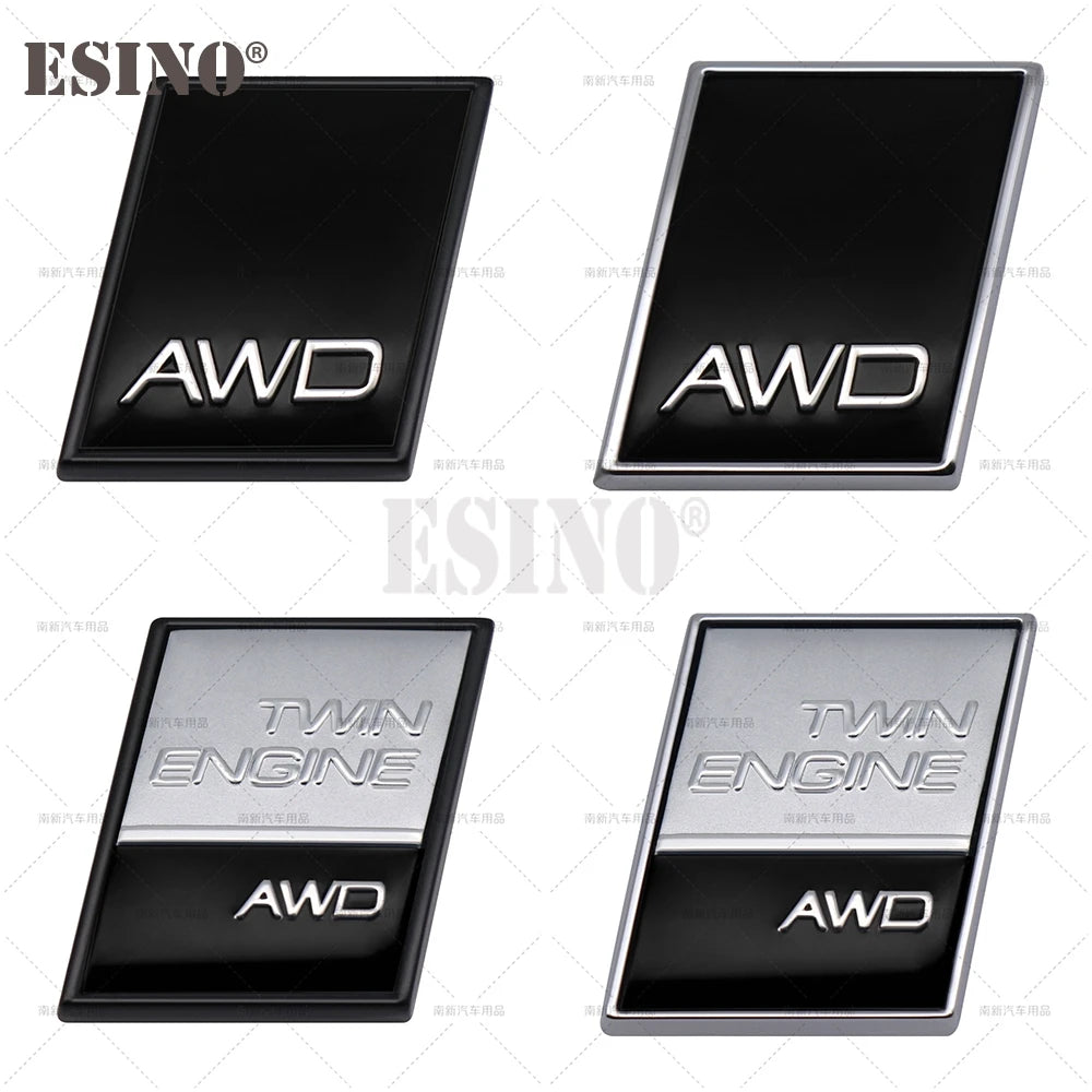 3D AWD Twin Engine AWD Metal Adhesive Rear Trunk Emblem Badge Sticker for Volvo XC40 XC60 XC70 XC90 V40 V60 V90 S40 S60 S80 S90
