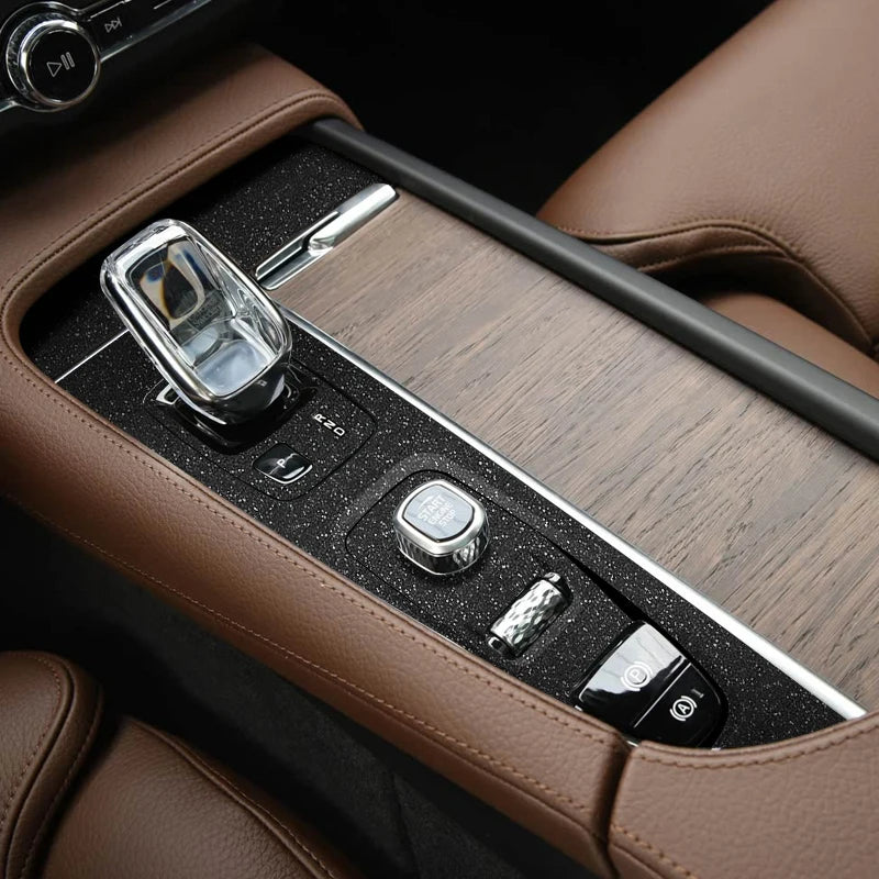 Car Carbon Black Interior Sticker For VOLVO V90 2017-Present LHD Gear Box Panel Decal Gear Decoration Frame Protective Film