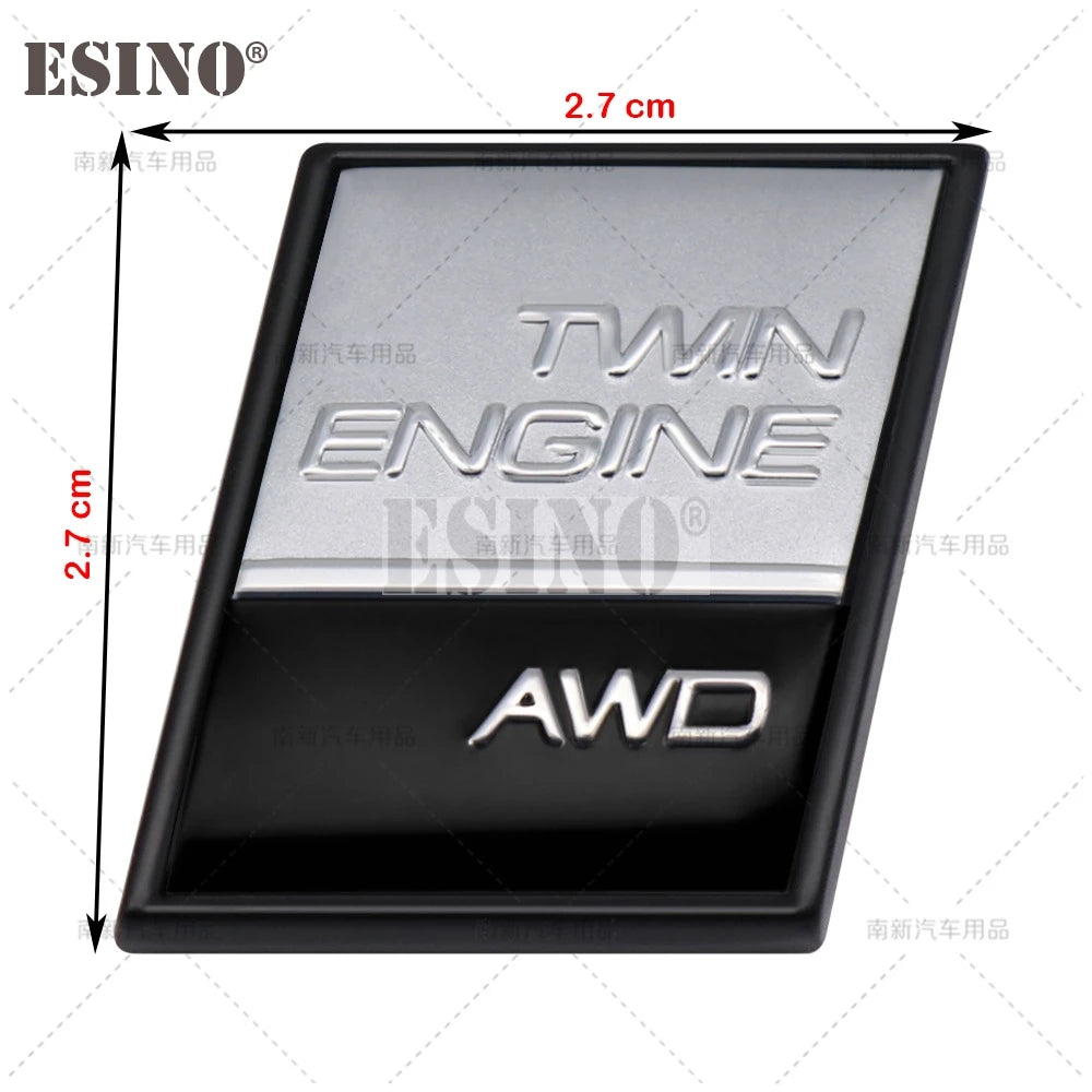 3D AWD Twin Engine AWD Metal Adhesive Rear Trunk Emblem Badge Sticker for Volvo XC40 XC60 XC70 XC90 V40 V60 V90 S40 S60 S80 S90