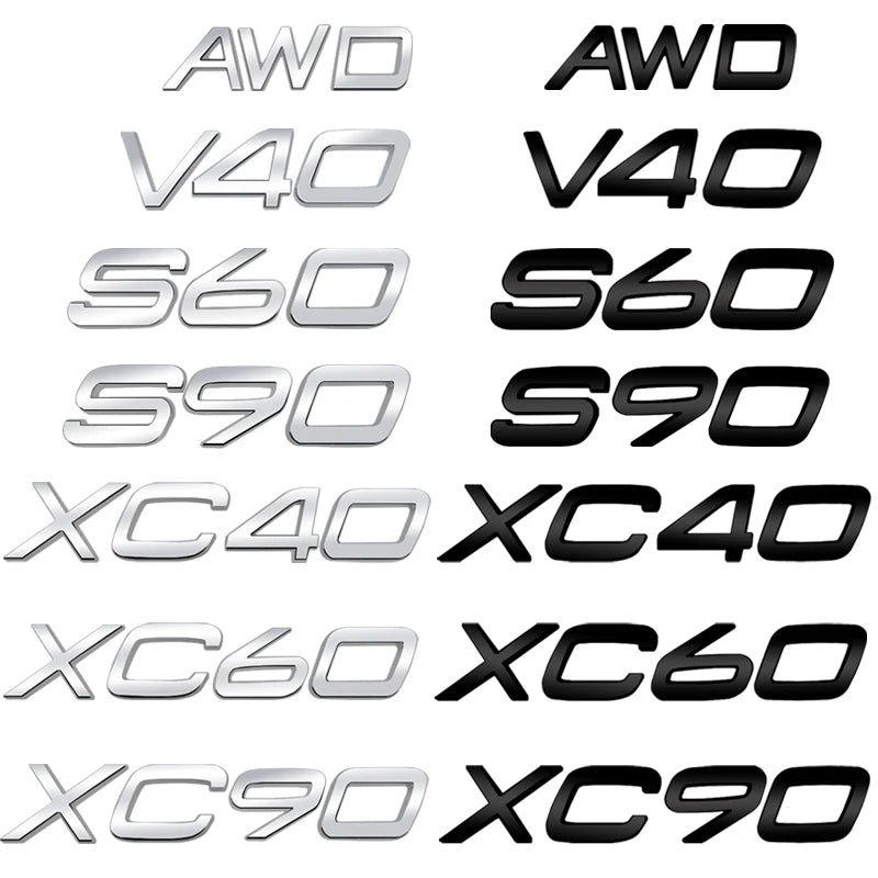 Car-Styling B3 B4 B5 B6 D2 D3 D4 D5 T3 T4 T5 Metal Letter Stickers Car Trunk Body Emblem For Volvo XC60 XC40 XC90 V60 V40 S60
