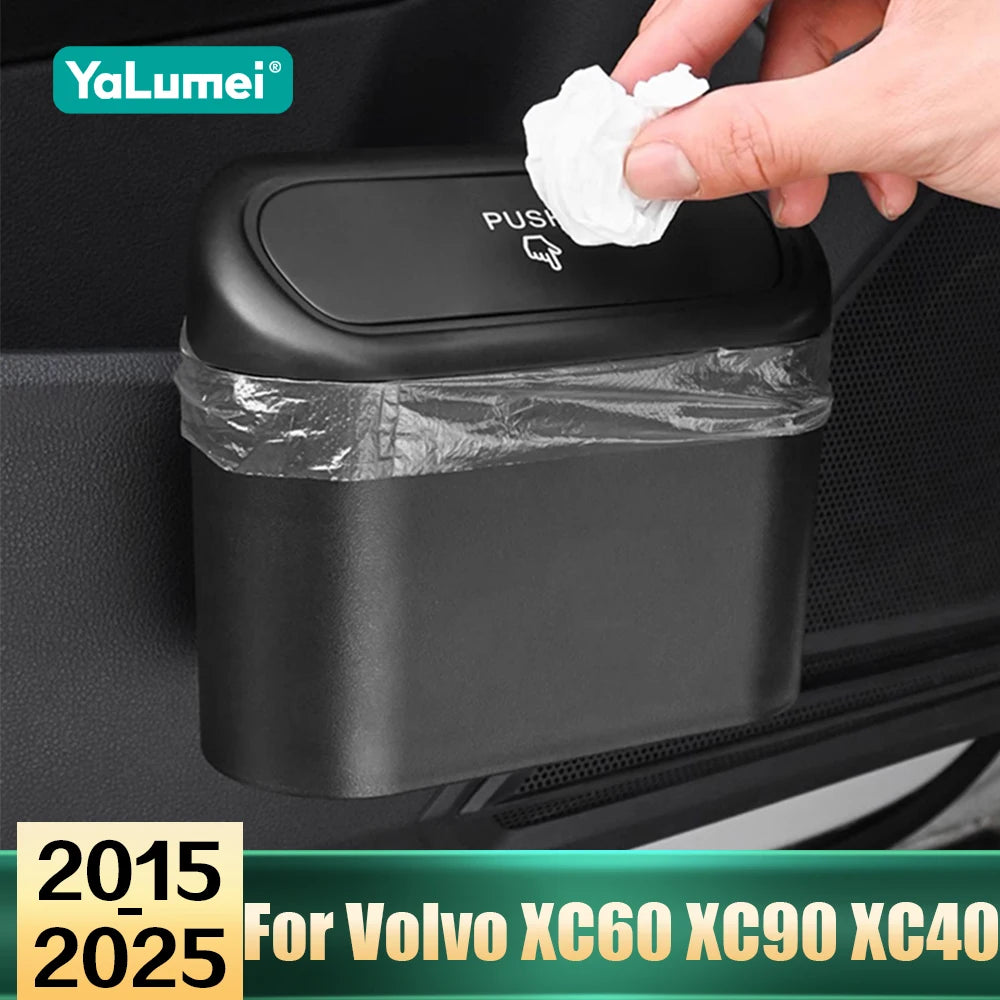 For Volvo XC60 XC90 XC40 S90 V90 V60 2015-2019 2020 2021 2022 2023 2024 2025 Car Small Trash Can With Lid Leak-proof Accessories