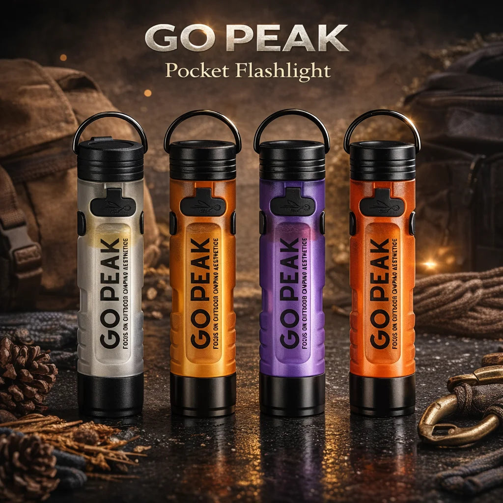 Gopeak Mini Pocket LED Flashlight USB Rechargeable Torch Keychain Clip Cap Light Long Endurance Emergency Hiking Camping Outdoor