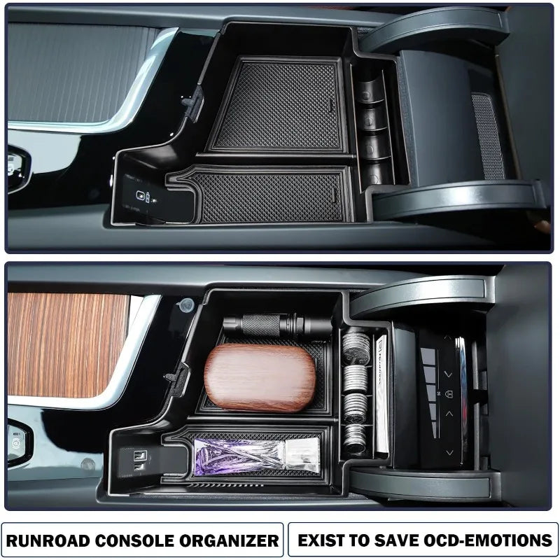 Center Console Organizer Tray Compatible with Volvo XC60 (2018-2024) / XC90 (2021-2024) / S90 S60 (2020-2024) V60 V90 Accessorie