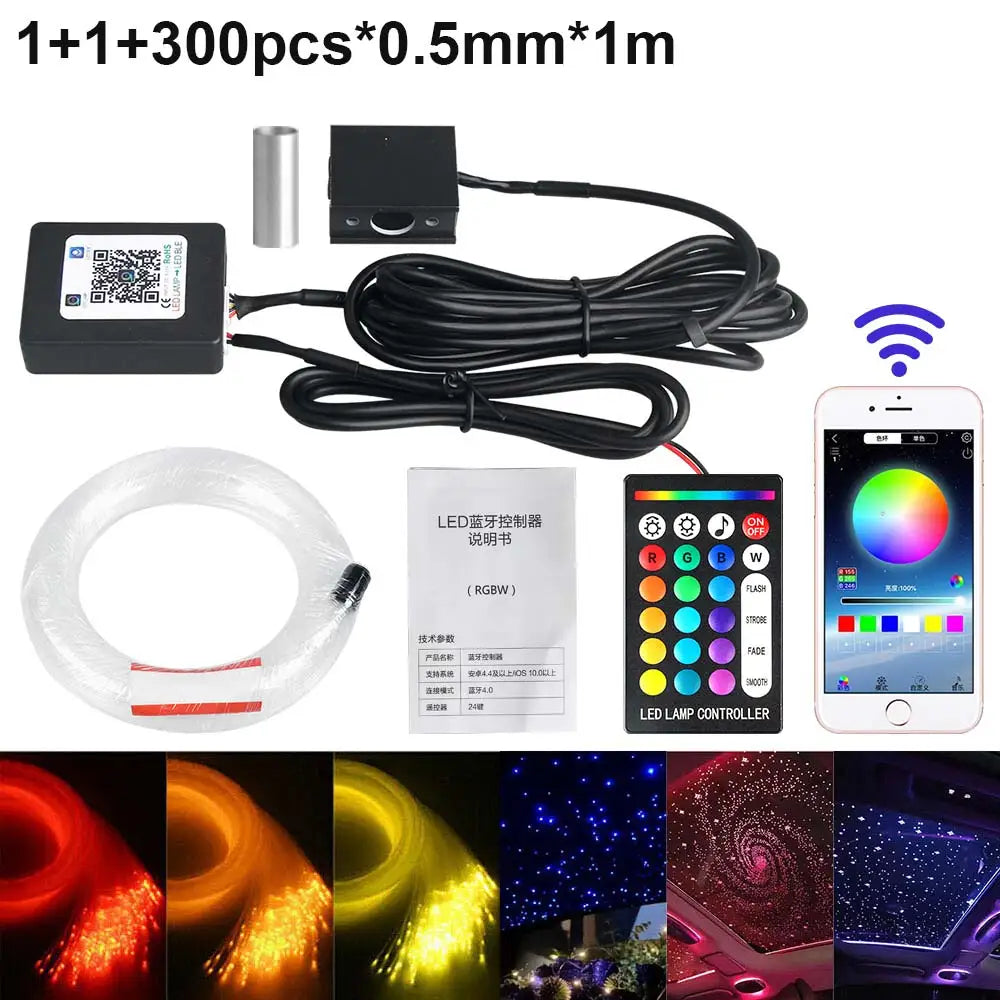 RGBW 1/2/4 Split Machine Car Roof Star Light APP Control Fiber Optic Star Ceiling Light Starry Sky Ceiling for Car Home