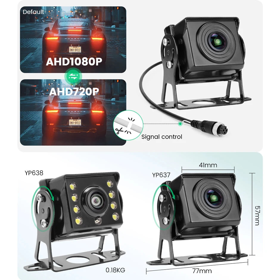 GreenYi 170° AHD 1920*1080P Fisheye Wide Angle Lens High Definition Starlight Night Vision Car Rear View Camera For Bus Truck