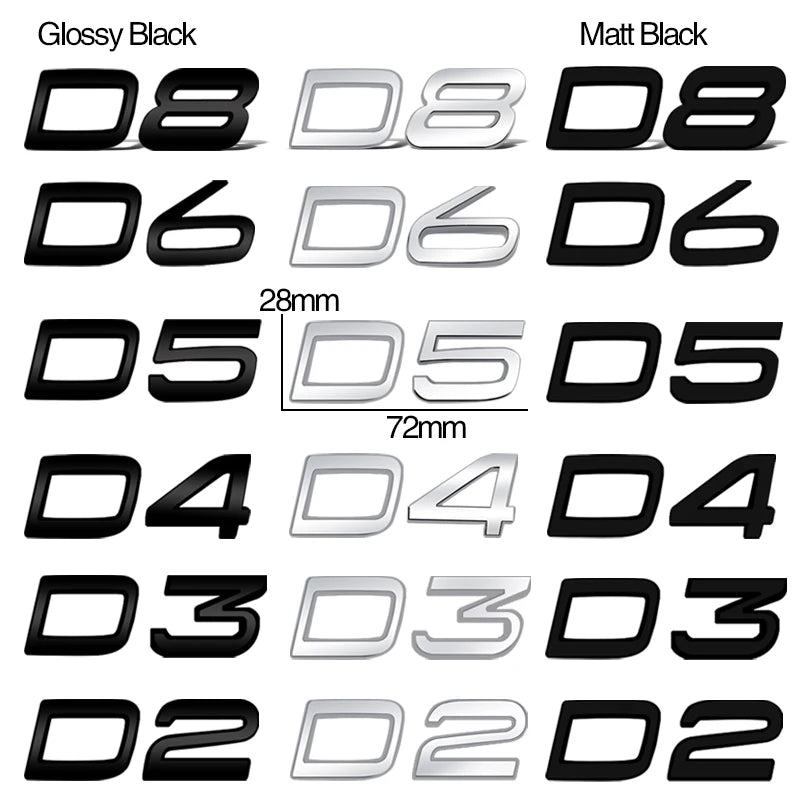 Car-Styling B3 B4 B5 B6 D2 D3 D4 D5 T3 T4 T5 Metal Letter Stickers Car Trunk Body Emblem For Volvo XC60 XC40 XC90 V60 V40 S60