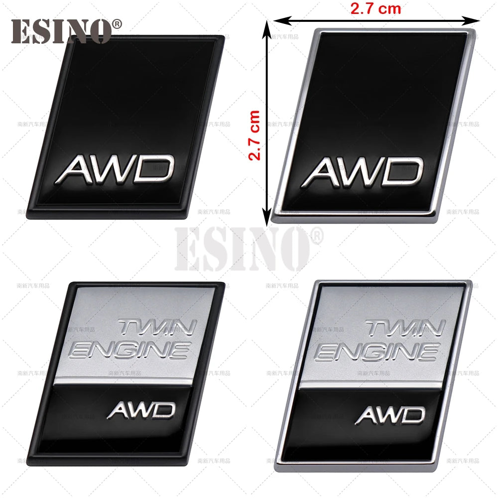3D AWD Twin Engine AWD Metal Adhesive Rear Trunk Emblem Badge Sticker for Volvo XC40 XC60 XC70 XC90 V40 V60 V90 S40 S60 S80 S90