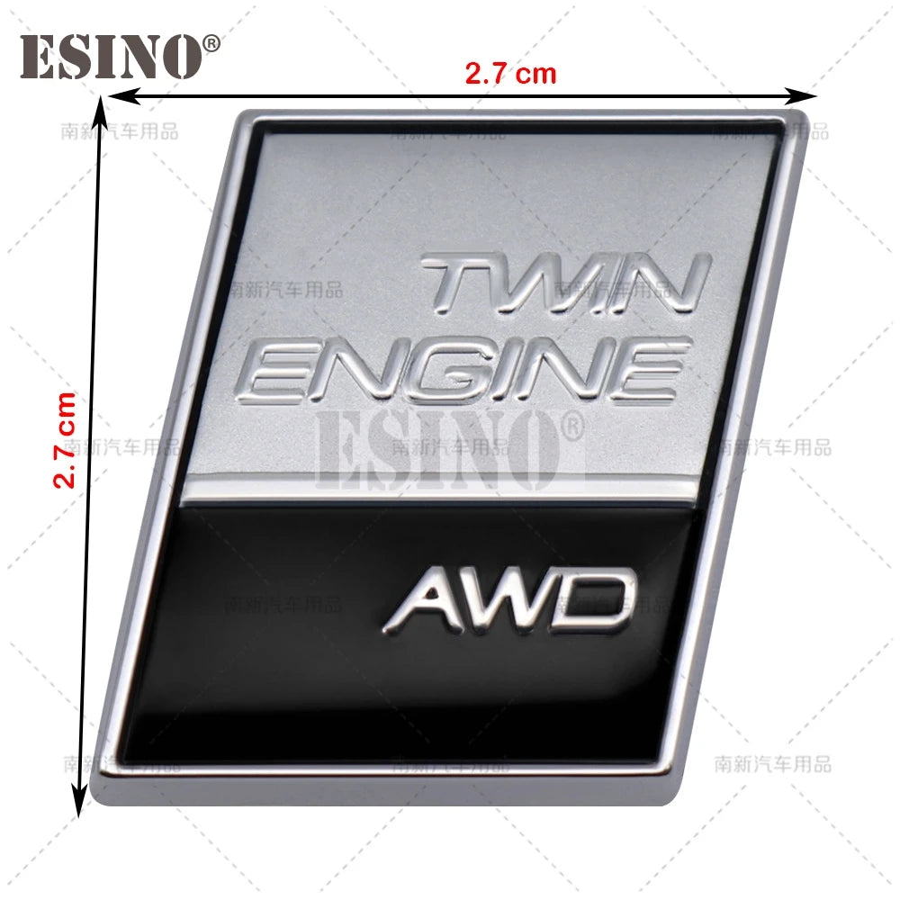3D AWD Twin Engine AWD Metal Adhesive Rear Trunk Emblem Badge Sticker for Volvo XC40 XC60 XC70 XC90 V40 V60 V90 S40 S60 S80 S90