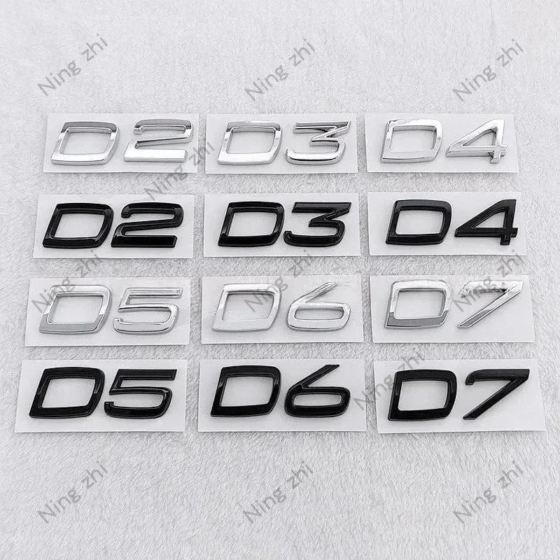 Car Metal D2 D3 D4 D5 D6 D7 Letters Logo Trunk Emblem Badge Sticker For Volvo S40 S60 V40 V50 XC40 XC60 V70 V60 S90 C30 XC90