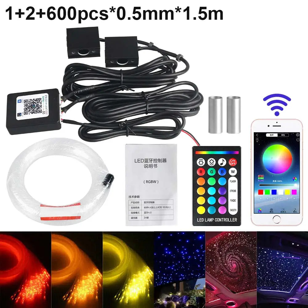 RGBW 1/2/4 Split Machine Car Roof Star Light APP Control Fiber Optic Star Ceiling Light Starry Sky Ceiling for Car Home