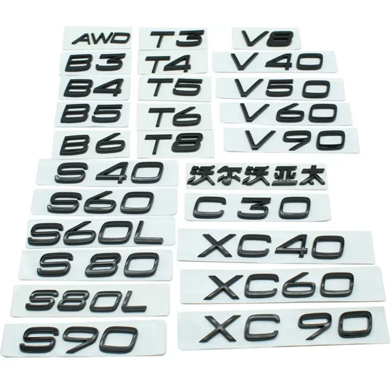 B3 B4 B5 B6 Letter Labels Car Sticker for Volvo Car Accessories Rear Boot Refit Trunk Emblem Badge Decoration Displacement Decal