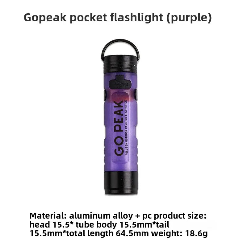 Gopeak Mini Pocket LED Flashlight USB Rechargeable Torch Keychain Clip Cap Light Long Endurance Emergency Hiking Camping Outdoor