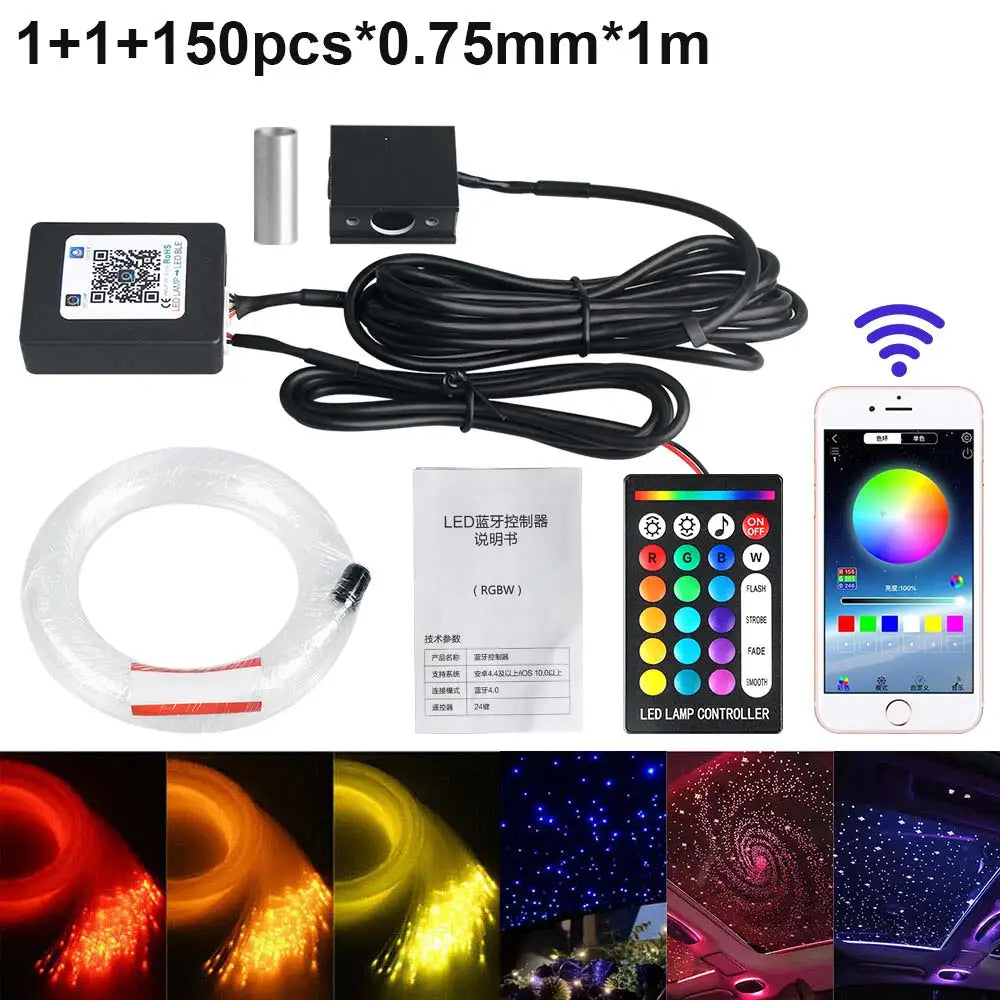 RGBW 1/2/4 Split Machine Car Roof Star Light APP Control Fiber Optic Star Ceiling Light Starry Sky Ceiling for Car Home