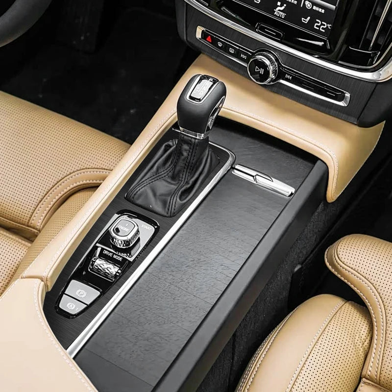 Car Carbon Black Interior Sticker For VOLVO V90 2017-Present LHD Gear Box Panel Decal Gear Decoration Frame Protective Film