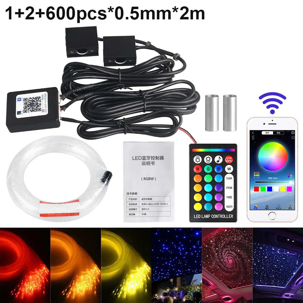 RGBW 1/2/4 Split Machine Car Roof Star Light APP Control Fiber Optic Star Ceiling Light Starry Sky Ceiling for Car Home
