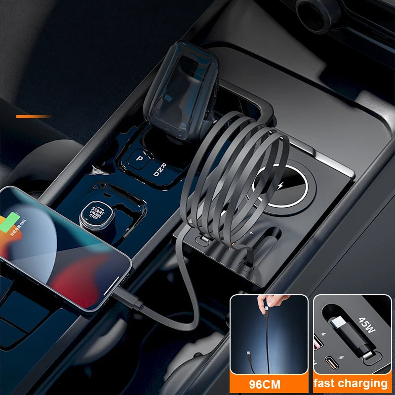 Magnetic Adsorption Wireless Charging Holder for Volvo XC60 XC90 S90 V90 V60 S60 Super Fast Charging Expansion Dock USB Type-C