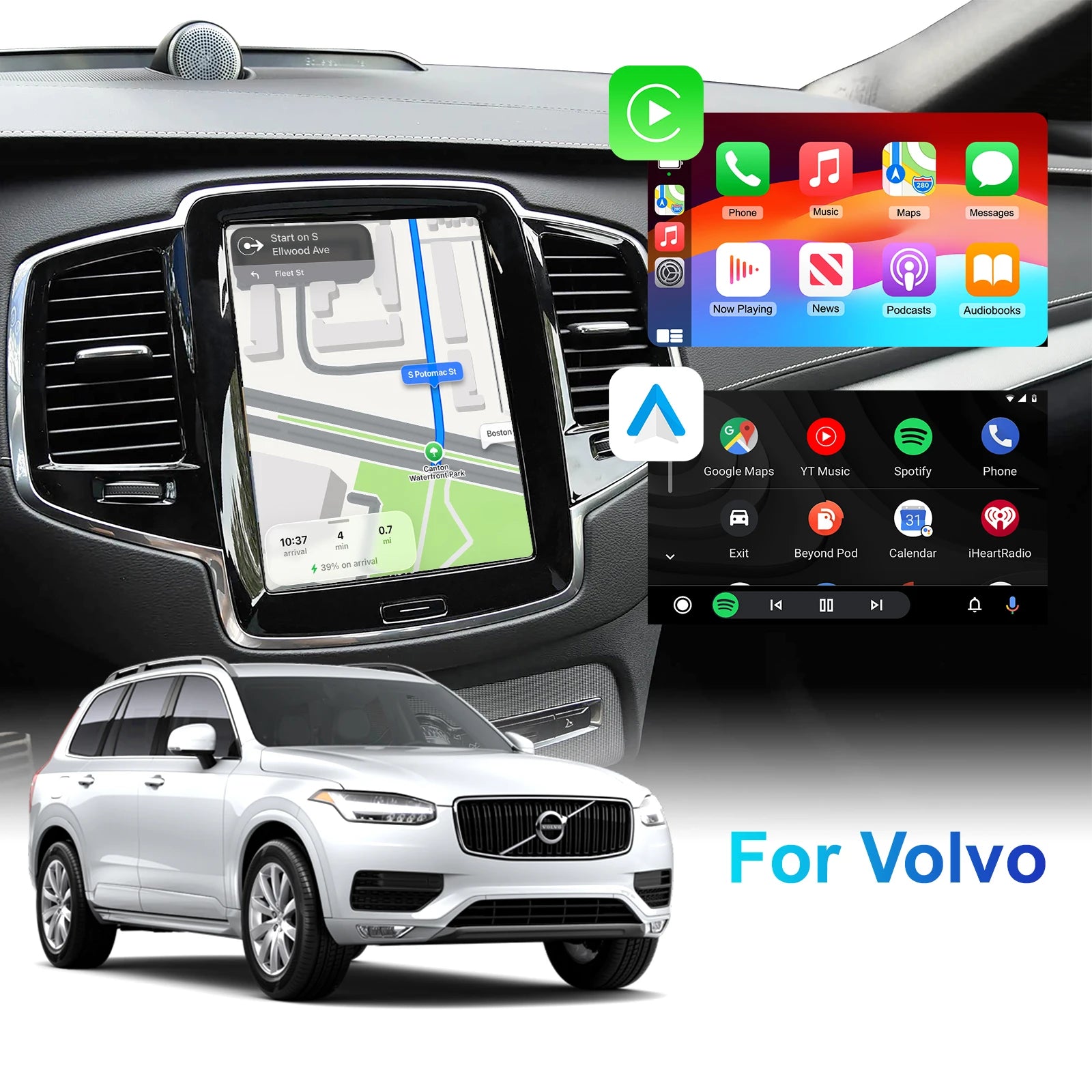 Wireless CarPlay Android Auto retrofit kit decoder box CarPlay Interface for Volvo V60 V90 S60 XC40 XC60 XC90 S60 S90 2017-2022