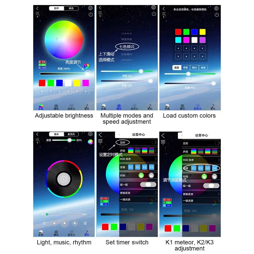 RGBW 1/2/4 Split Machine Car Roof Star Light APP Control Fiber Optic Star Ceiling Light Starry Sky Ceiling for Car Home